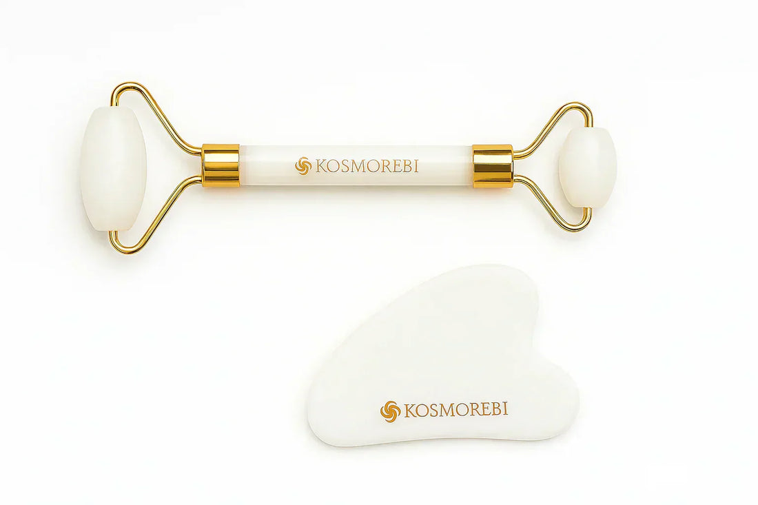 Rouleau de jade et Gua Sha — outils de massage facial ancestraux pour drainer et tonifier la peau