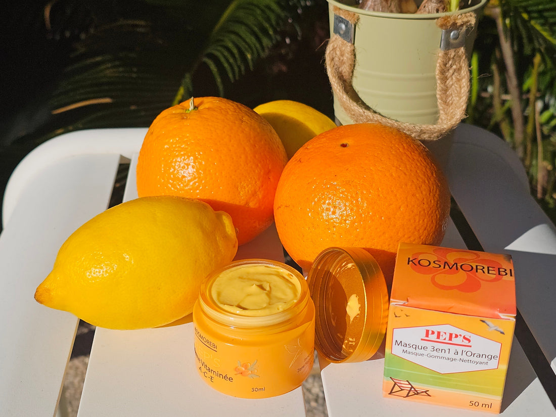 Gamme PEP'S Kosmorebi - Masque 3en1 à l'Orange et Crème Vitaminée ACE avec oranges et citron