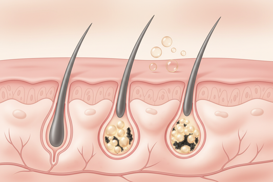 Illustration des ingrédients comédogènes en cosmétique — ce qui bouche les pores 